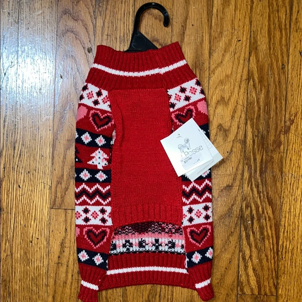 NWT Pet Posse Red and Pink Knit Dog Sweater Size Small